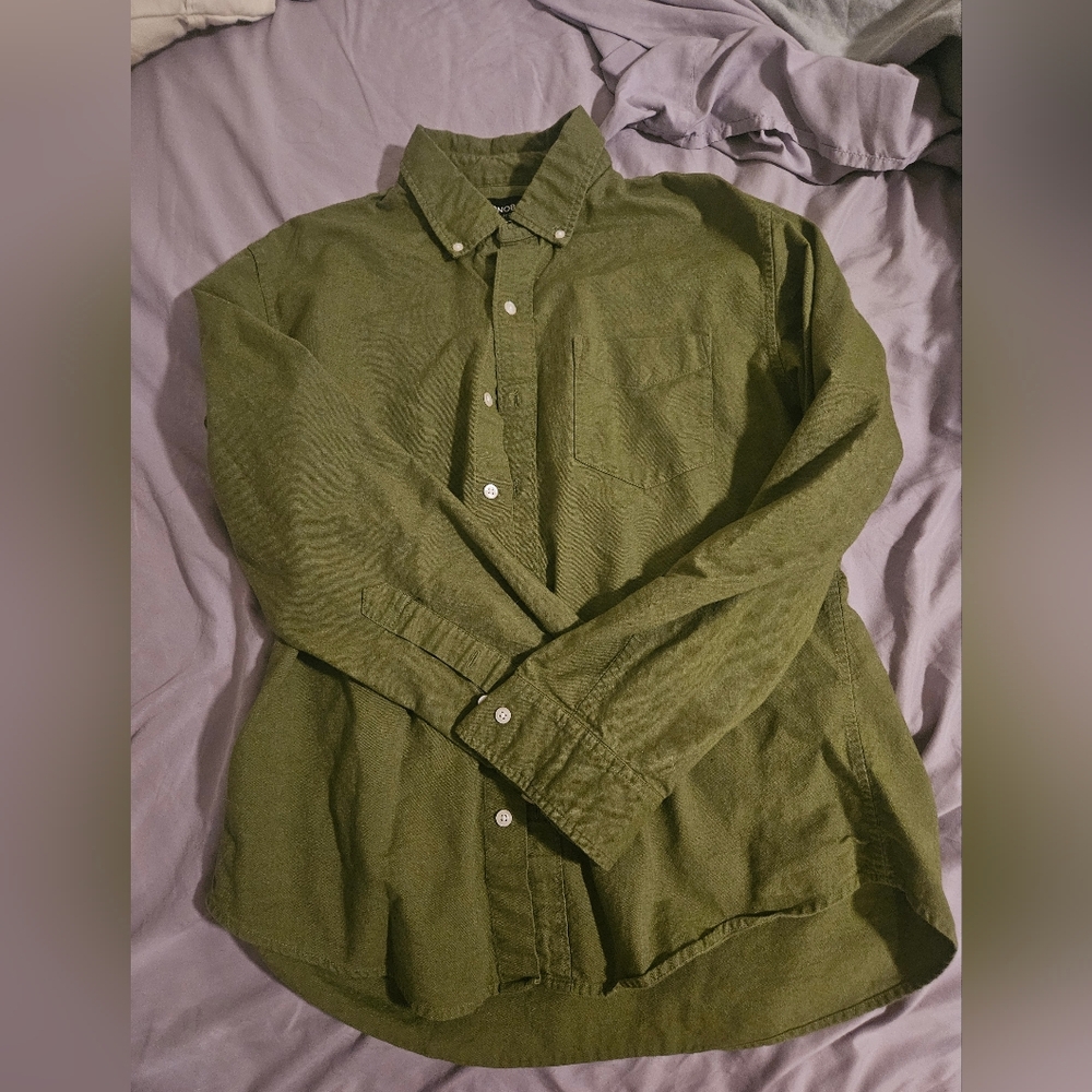 Bonobos Green Cotton Button Down Shirt Large Short